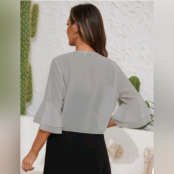 New with tags! Fashion Womens Small Elegant Sheer Gray Cardigan Shrug Cover - Picture 4 of 7